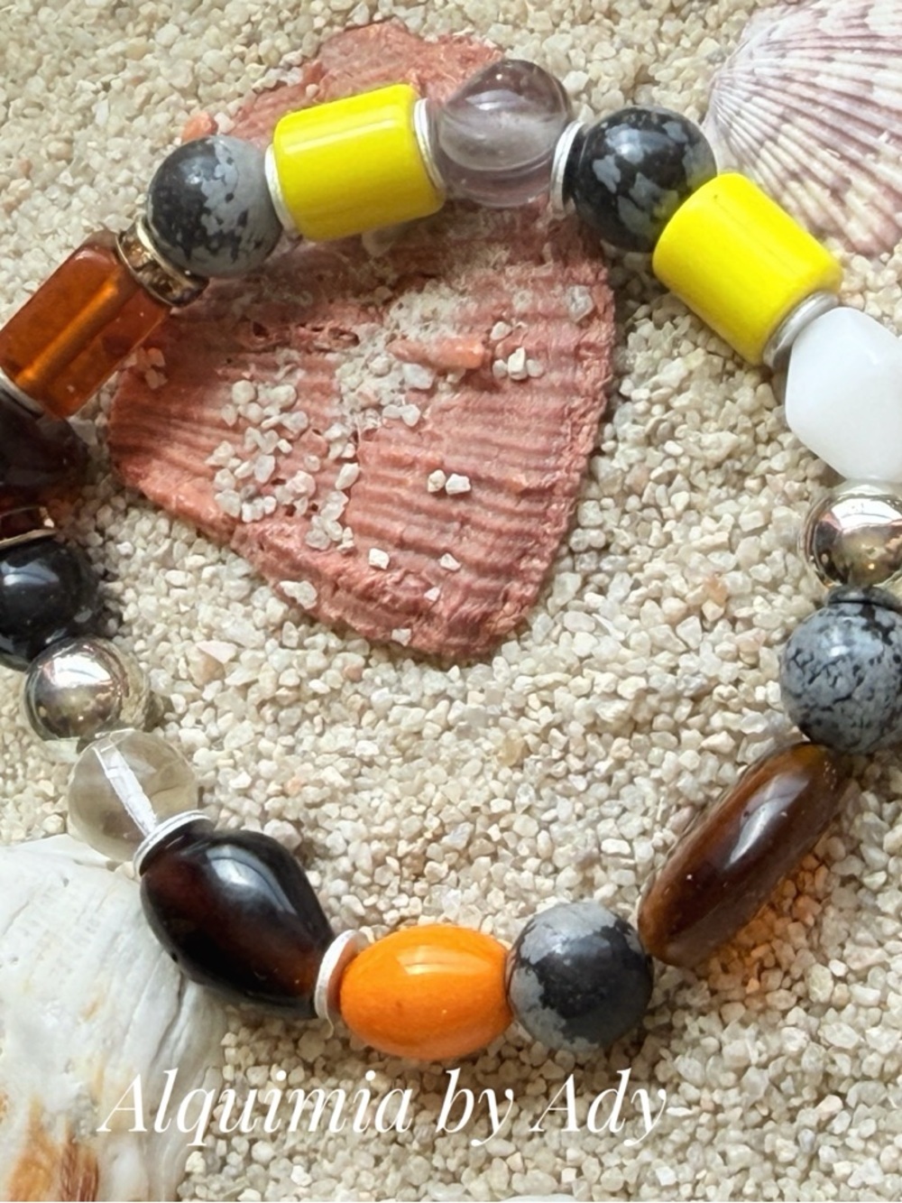 SNOWFLAKE OBSIDIAN Yellow, Orange & Brown Beaded Women's Bracelet